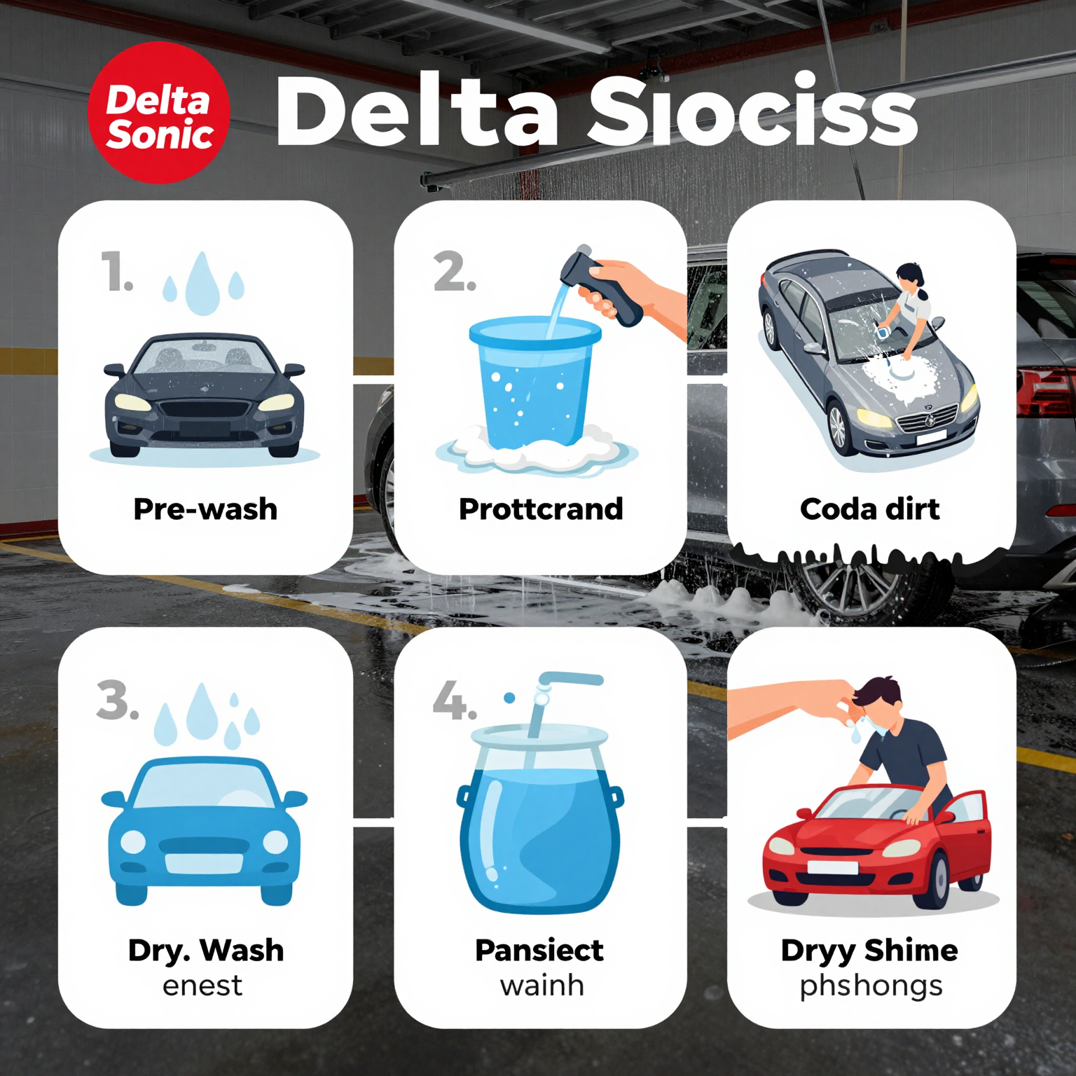Infographic of the car wash process at Delta Sonic