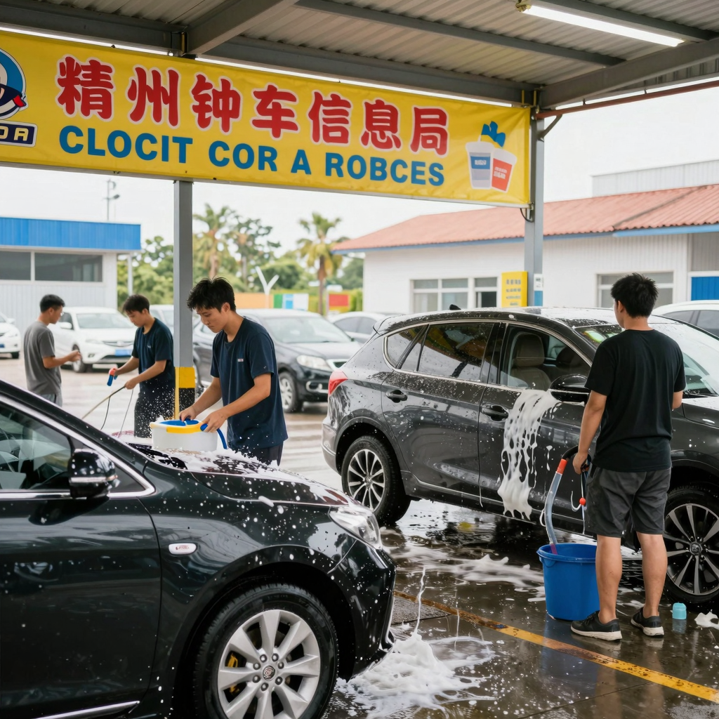 A busy car wash environment