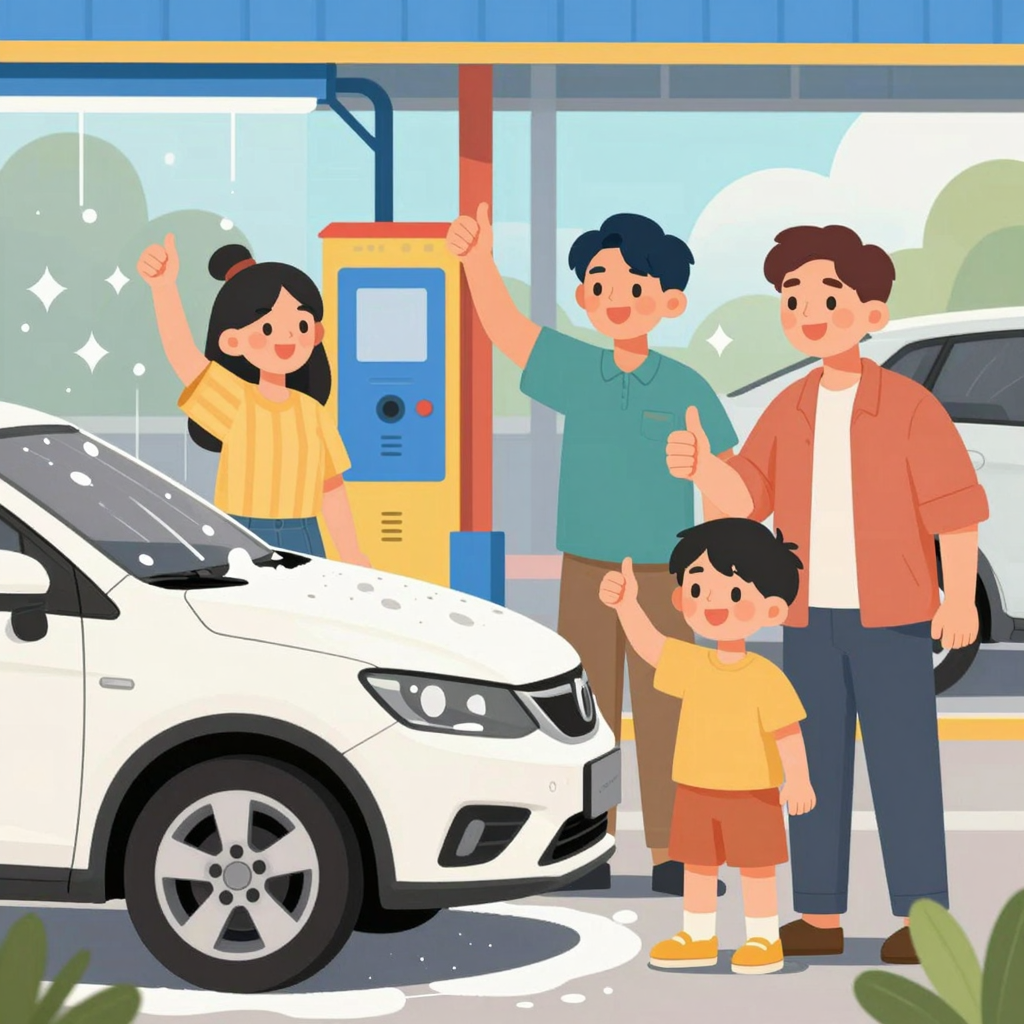 Happy Customers at Car Wash