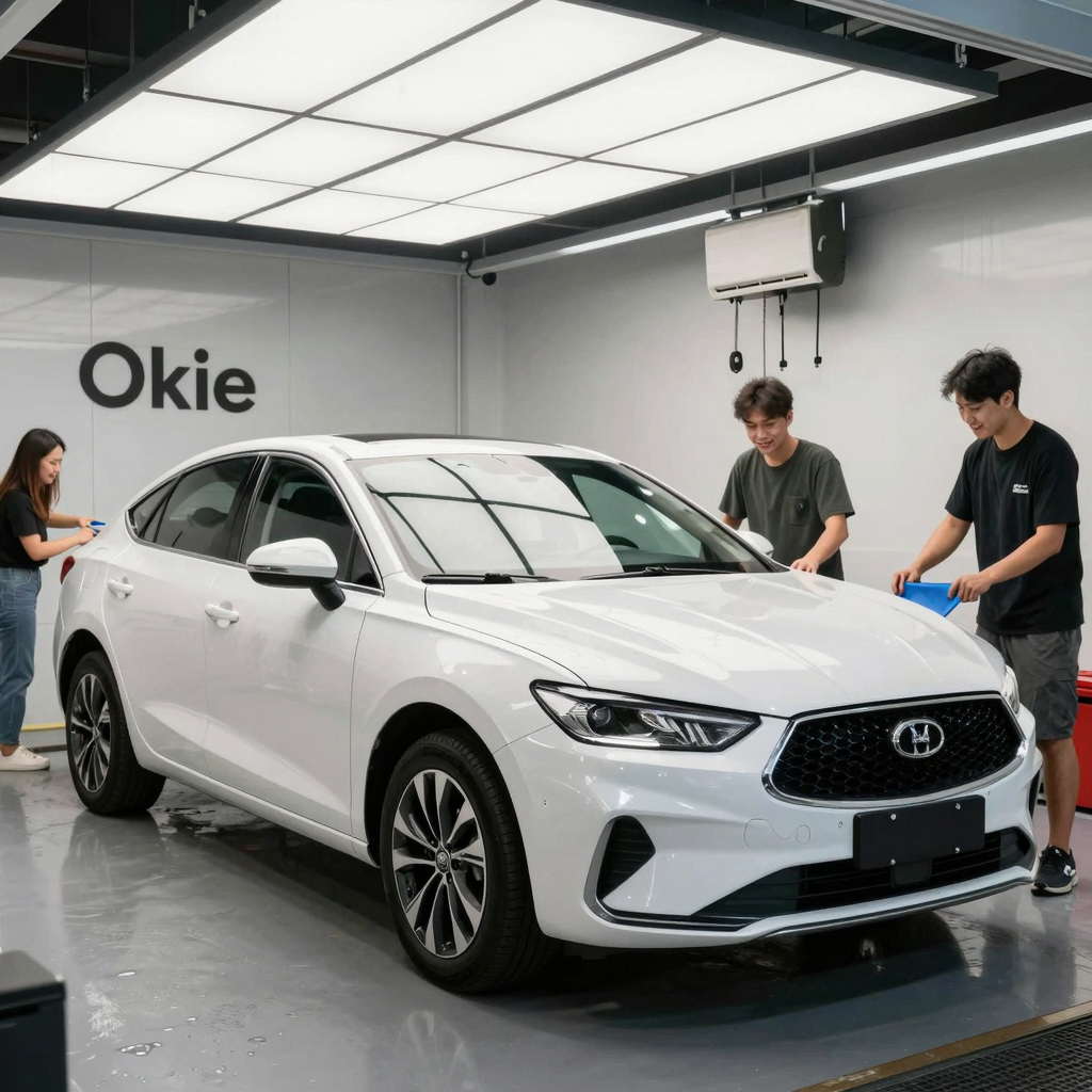 A clean and shining car at Okie Car Wash