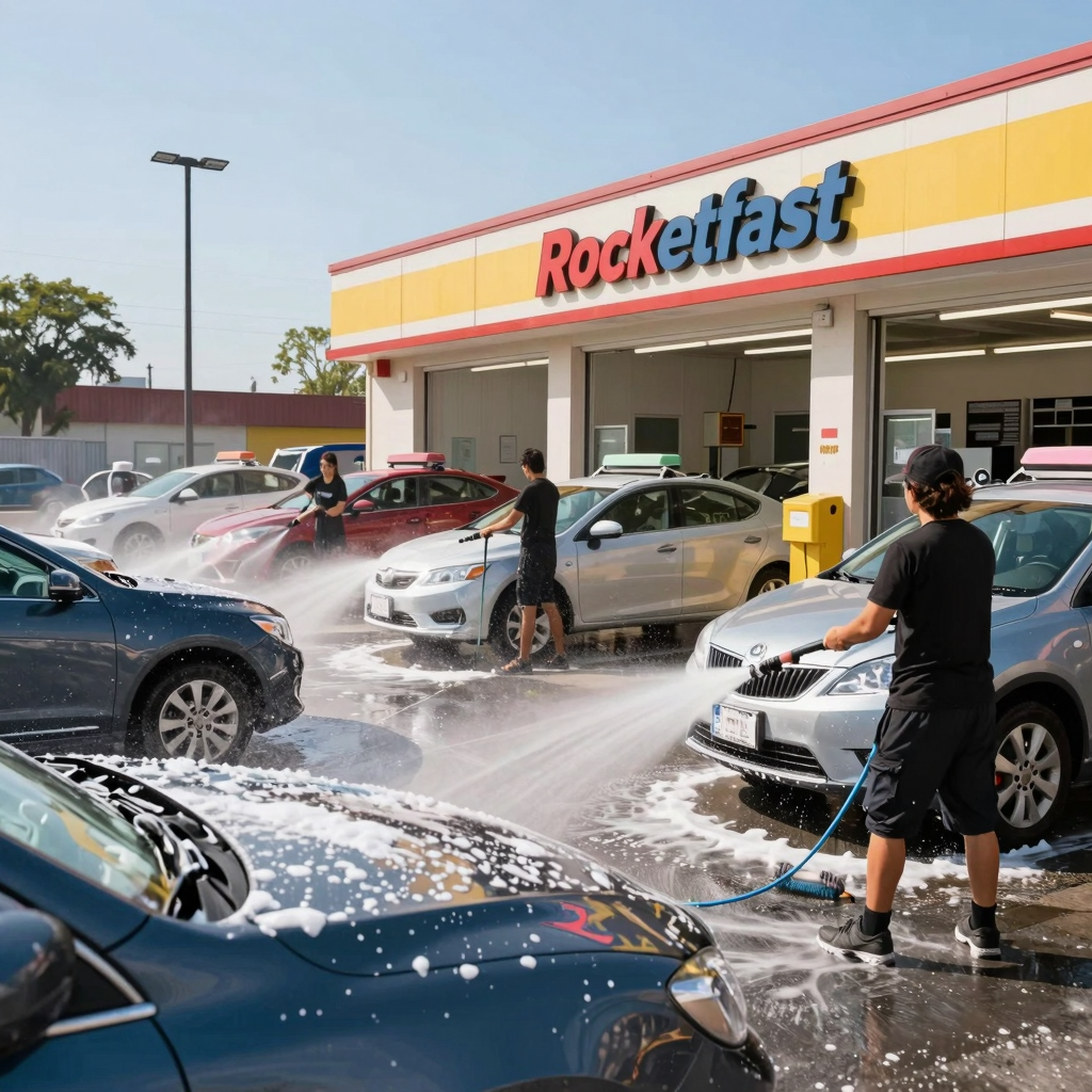 Busy Rocketfast Car Wash