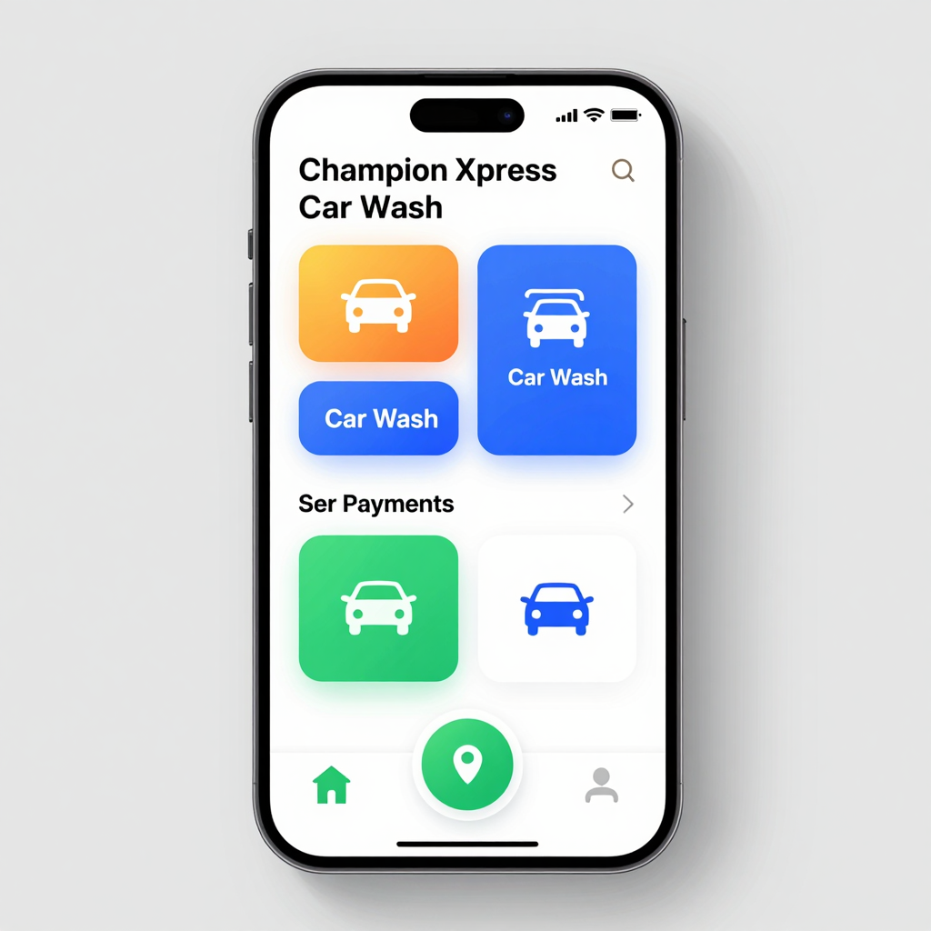 Mobile app interface concept for Champion Xpress Car Wash