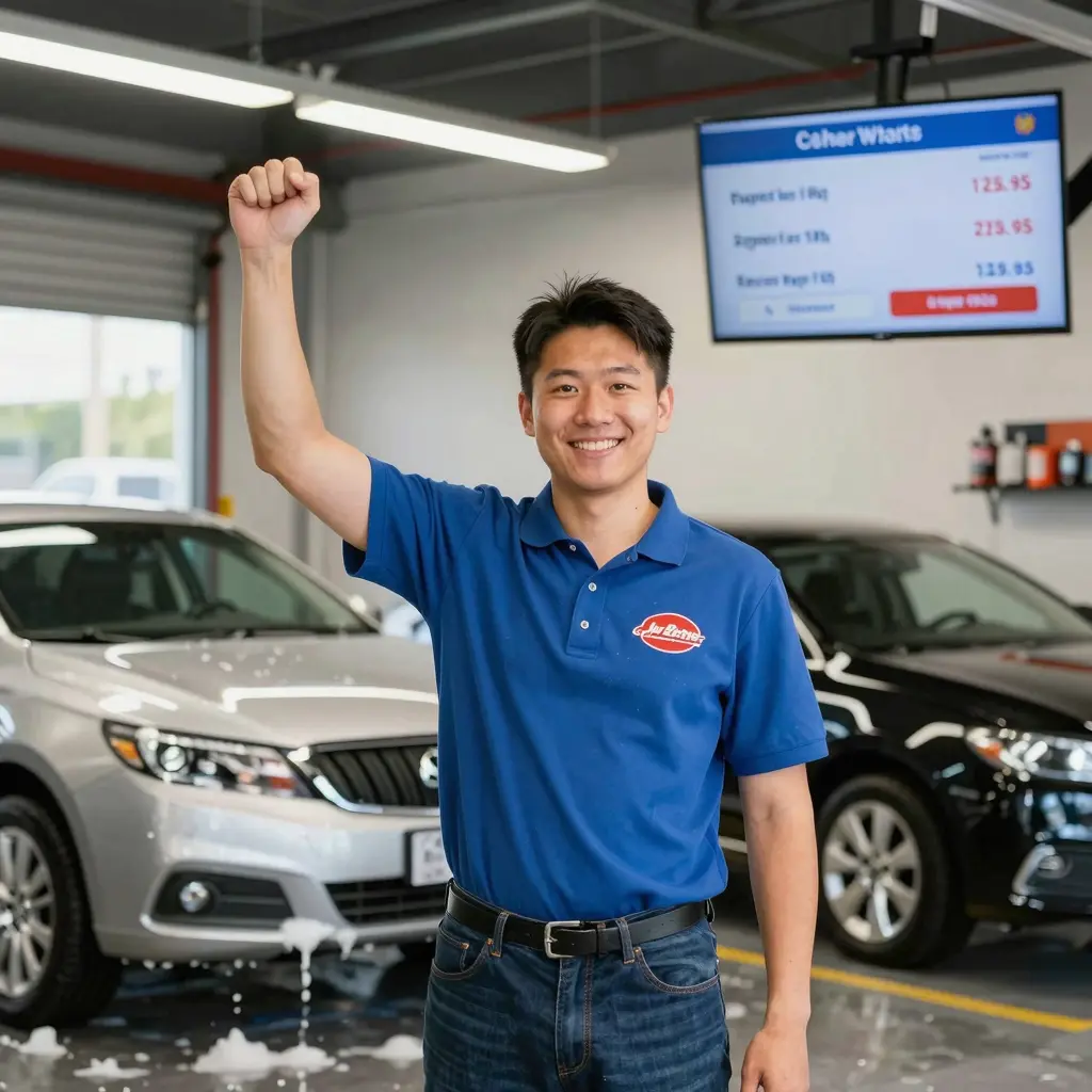 Business Owner Celebrating at Jet Brite Car Wash