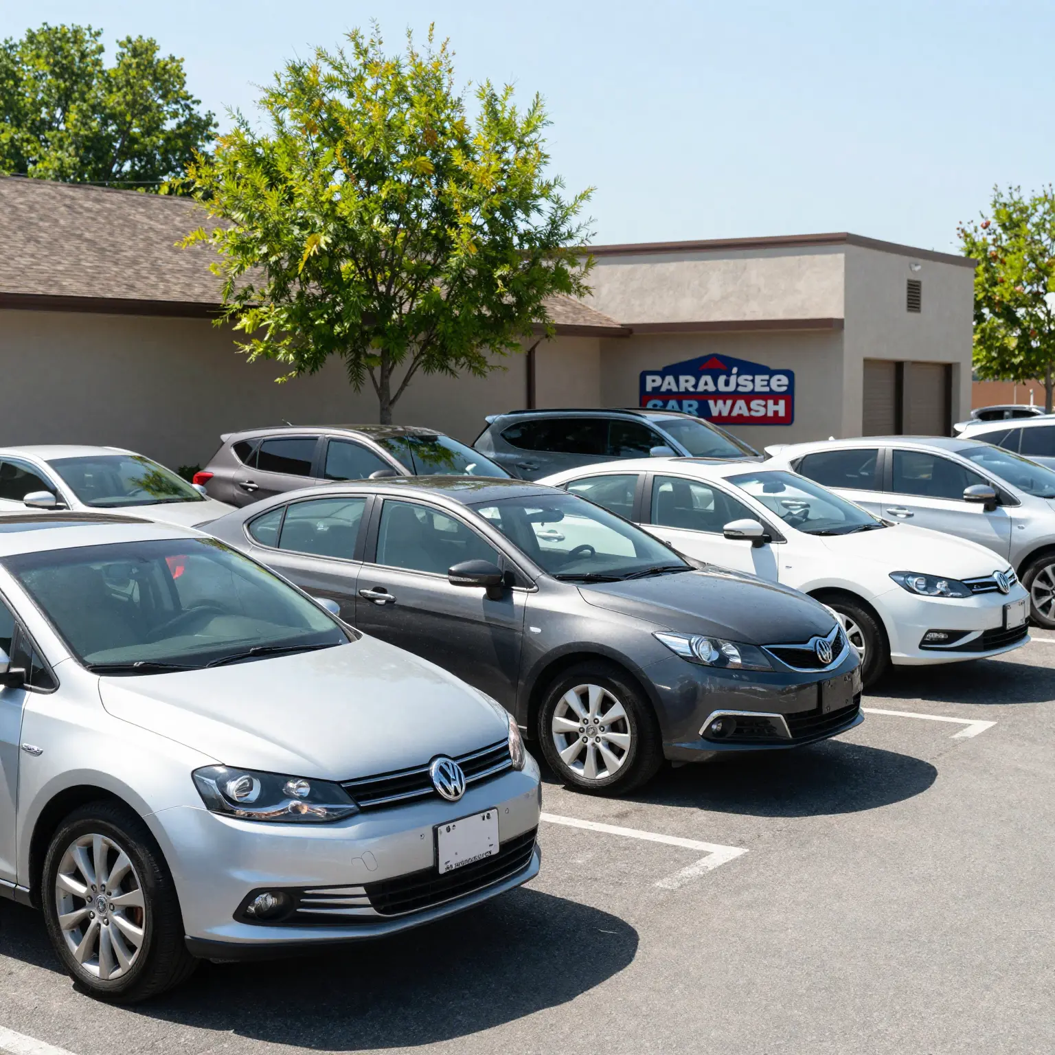 Lineup of Freshly Washed Vehicles