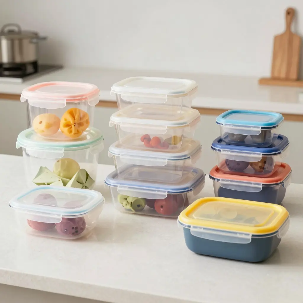 Various styles of non-toxic plastic food containers