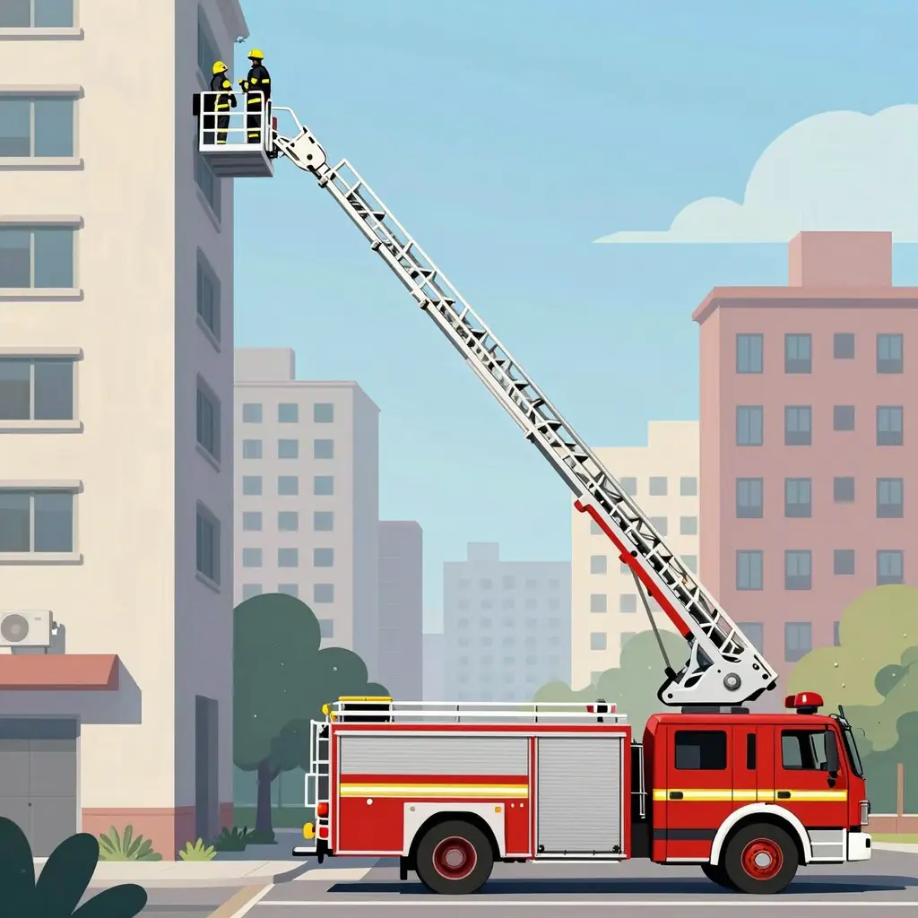 Fire Truck Aerial Ladder in Action