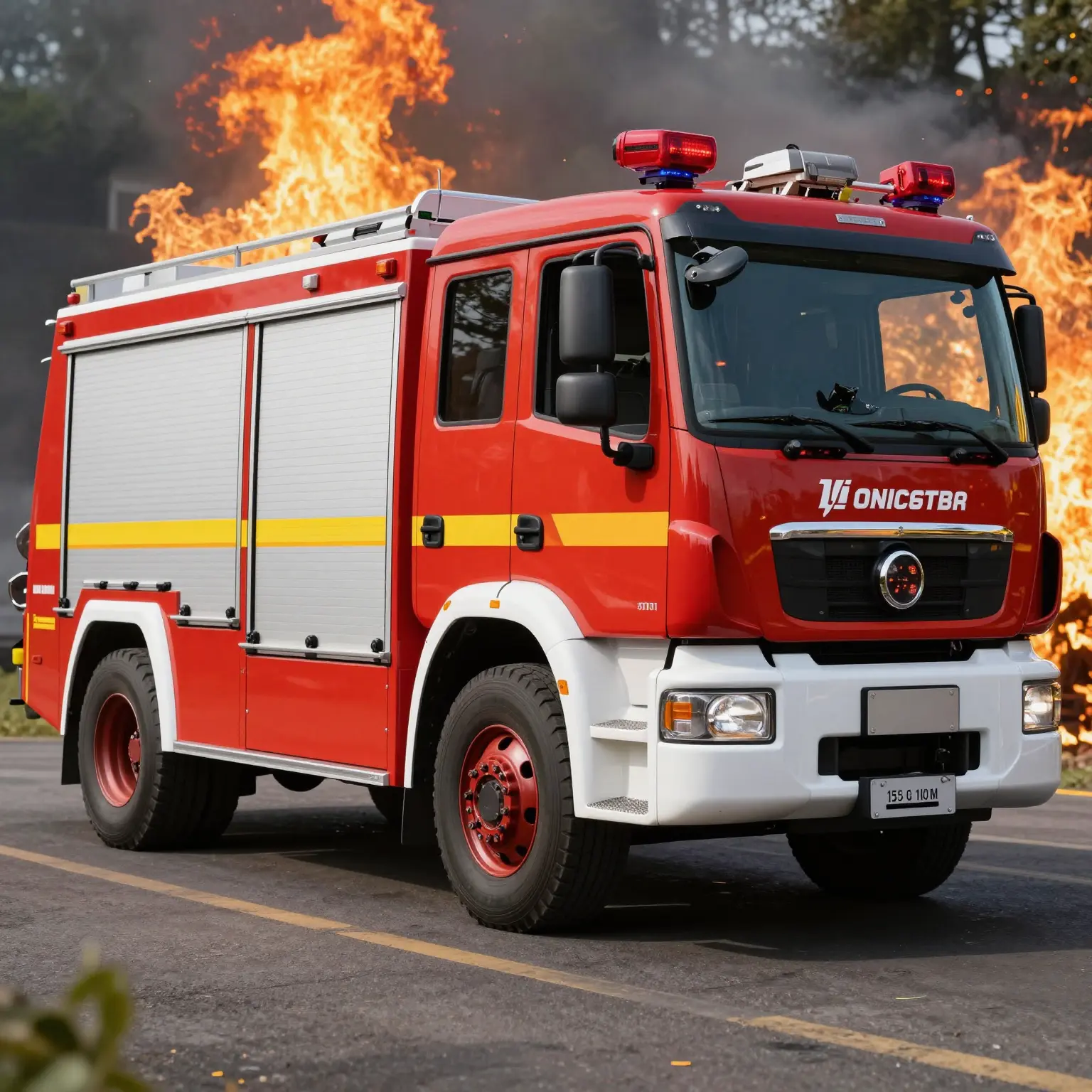A modern firefighting truck equipped with advanced technology