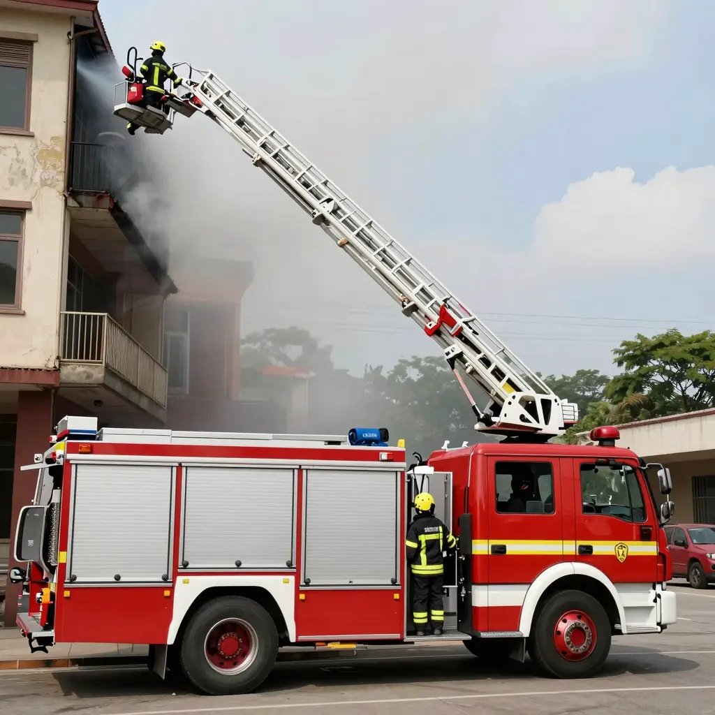 Ladder Fire Truck in Action