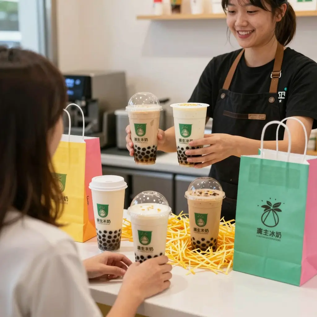 Bubble Tea Shop using Shredded Paper Packaging