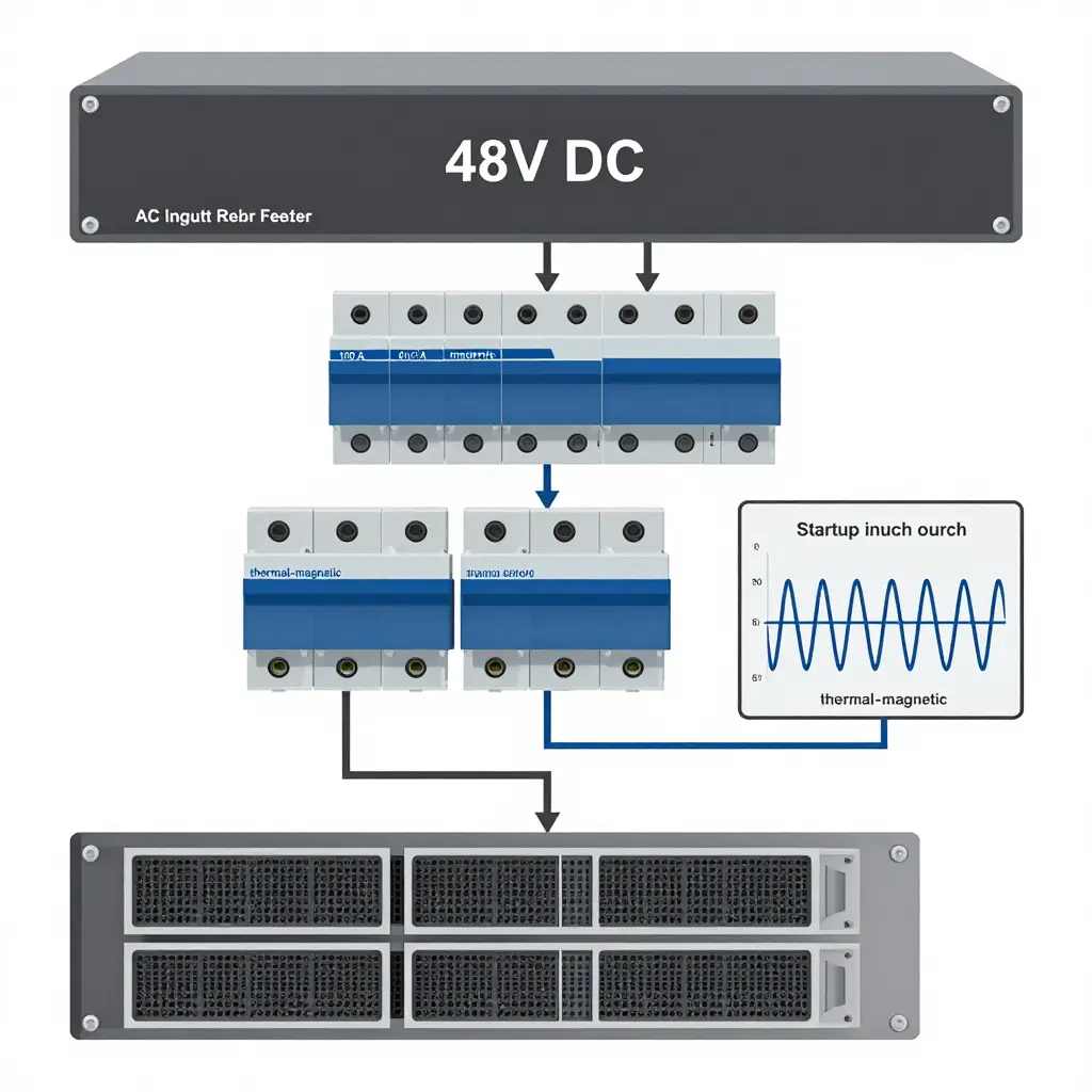 48V DC distribution hierarchy from rectifier shelf to branch load